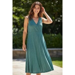 L.L.Bean Women's Teal Black Gingham V-Neck Sleeveless Maxi Dress Size M Regular